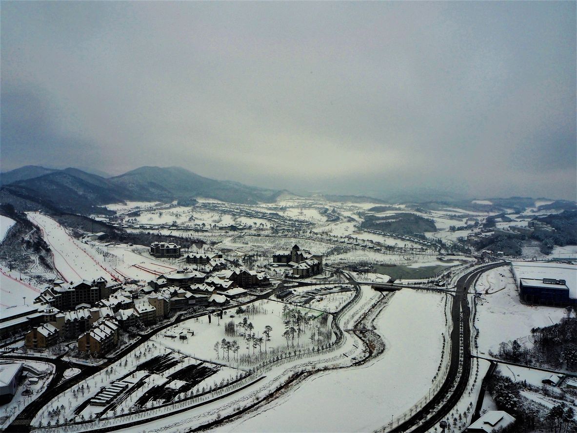 City Covered with Full of Snow In Winter